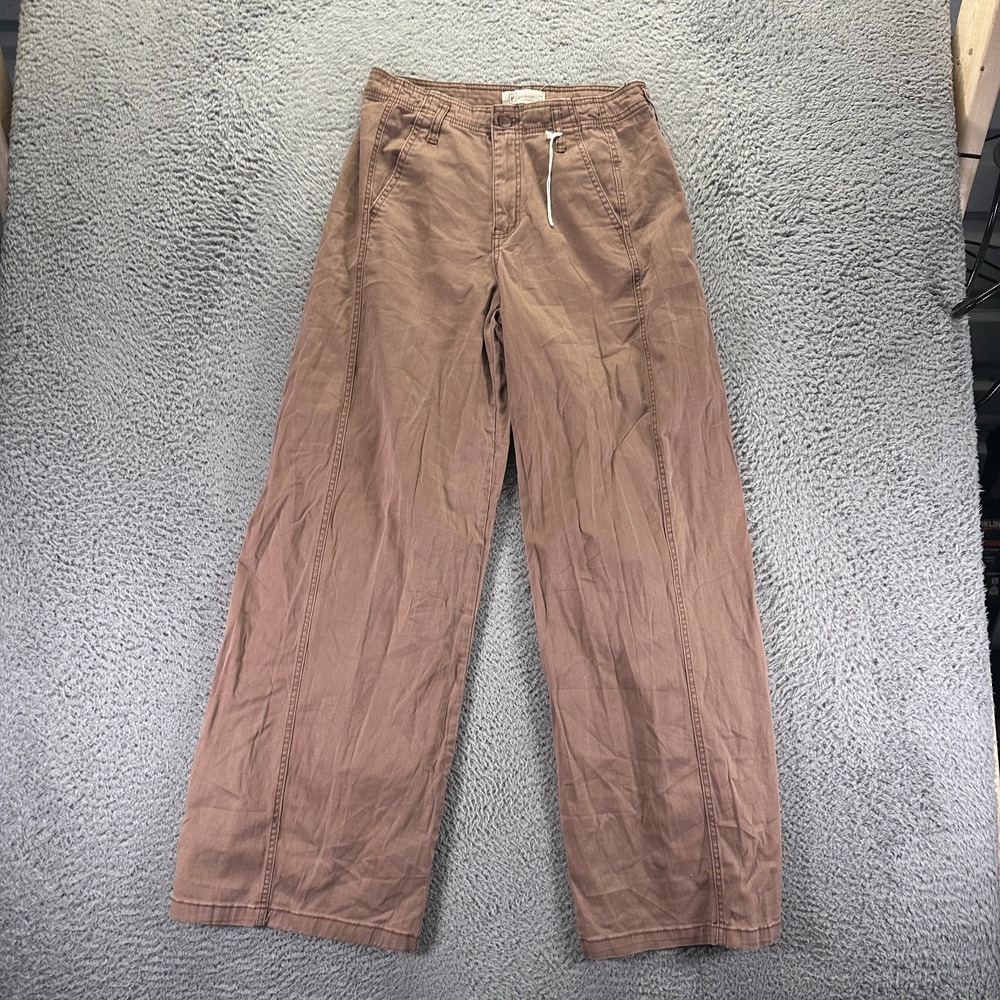 ReGeneration Celebrity Pink Pant Women 11 Brown Cotton Khakis Wide-Leg High-Rise